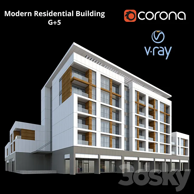 Modern Residential Building G + 5 3D Model