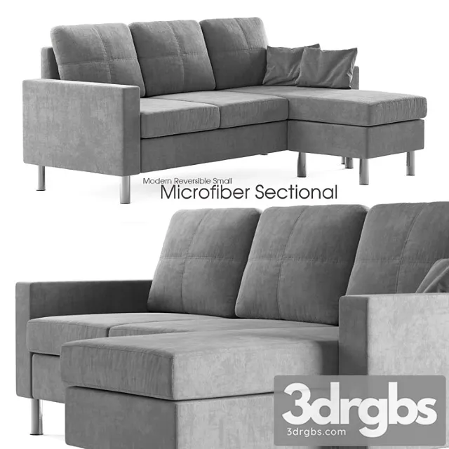Modern reversible small microfiber sectional 2 3D Model Free