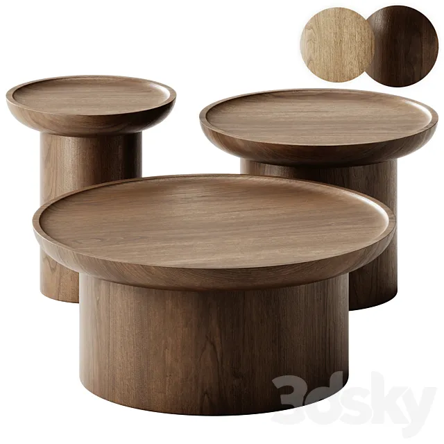 Modern Round Coffee Tables set by Martin and Brockett 3D Model
