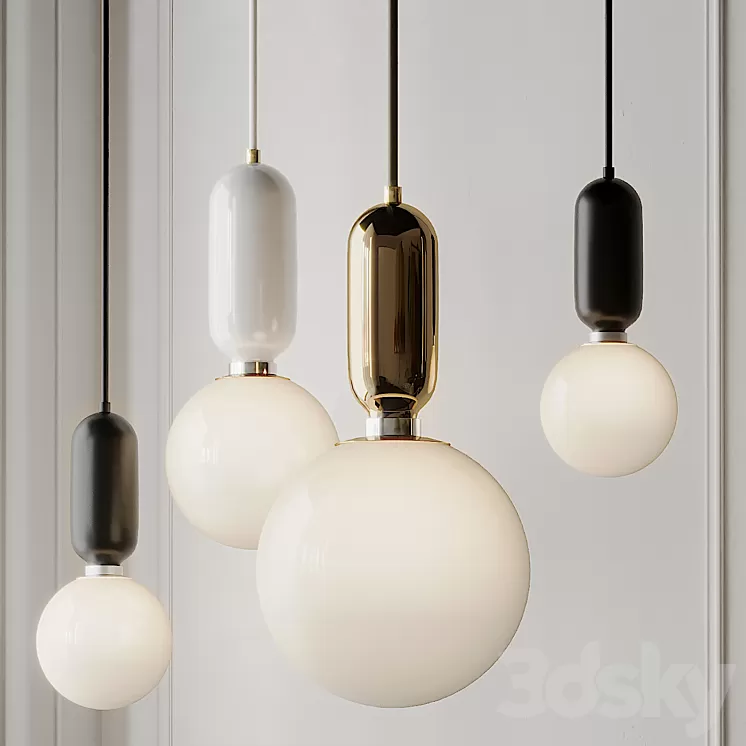 Modern Simple Led Pendant Lights - Glass Ball 3D Model