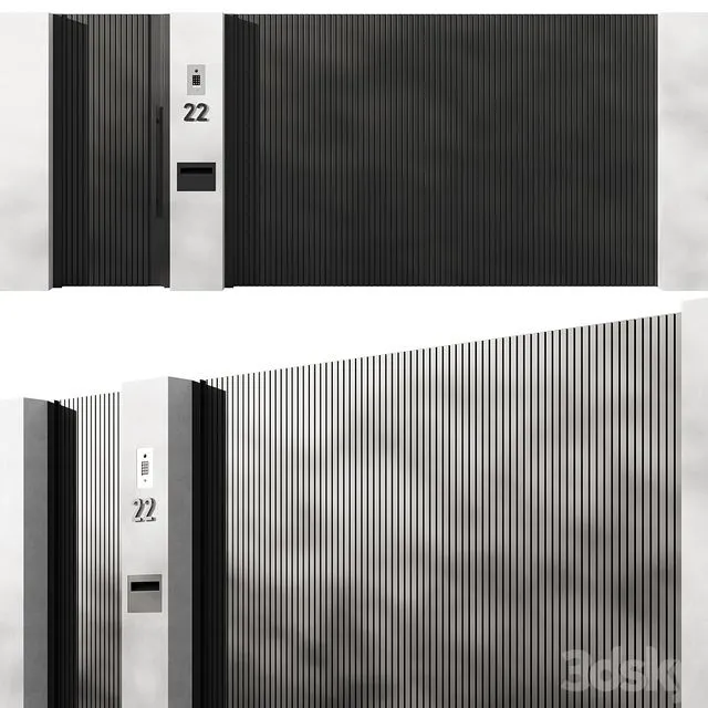 Modern sliding gates 01 3D Model