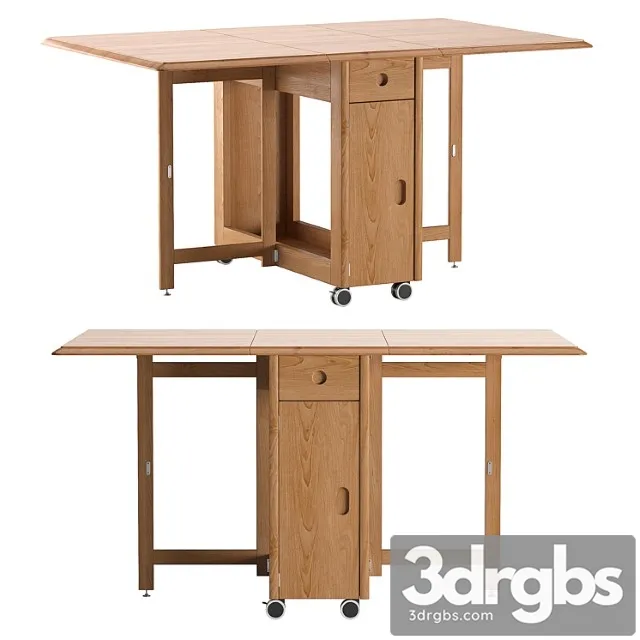 Modern space saving solid wood folding dining table 2 3D Model Free