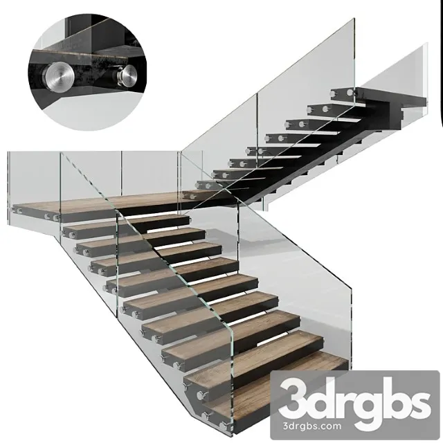 Modern Stair No6 2 3D Model Free