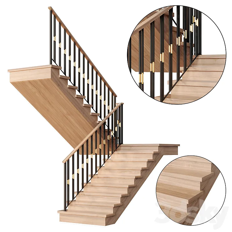 Modern staircase 11 3D Model Free