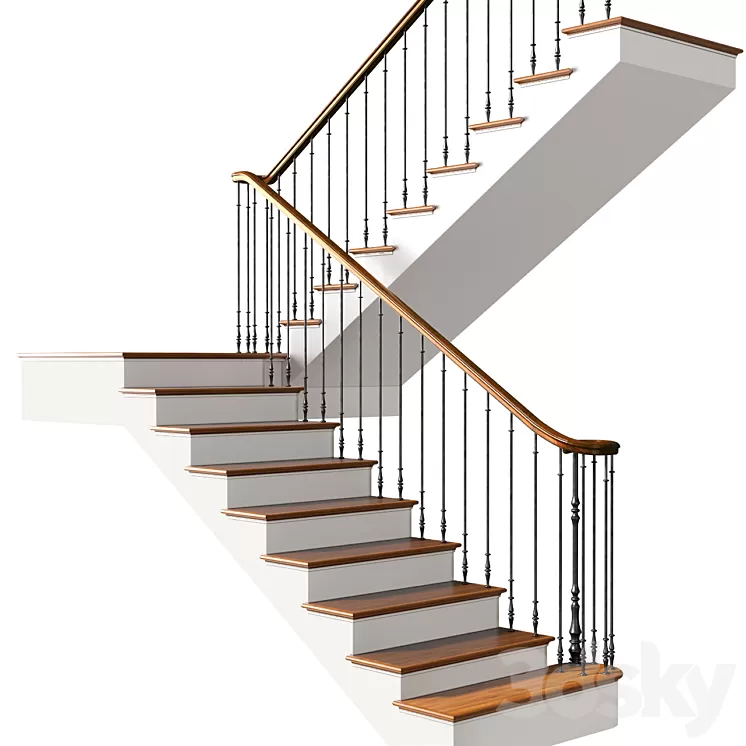 Modern Staircase in a classic style.Classic Modern Art Deco interior Stair 3D Model Free