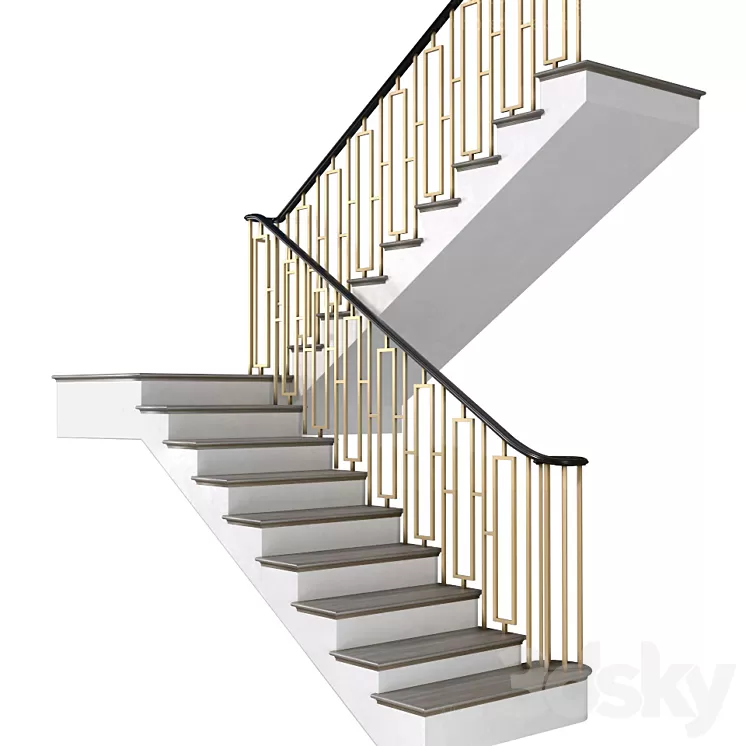 Modern staircase in Art Deco style. 3D Model Free