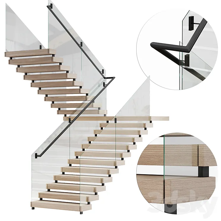 modern stairs 3D Model Free