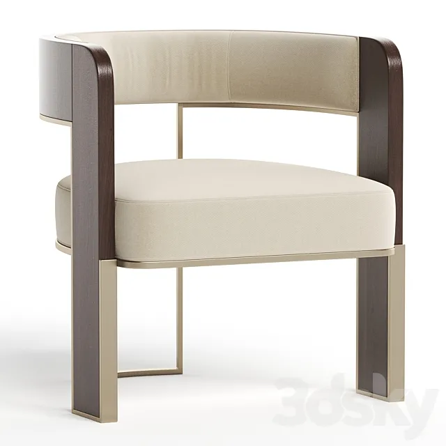Modern Streamline Wide Barrel Chair 3D Model