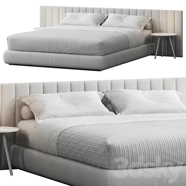 Modern Striped Headboard Bed 3DModel