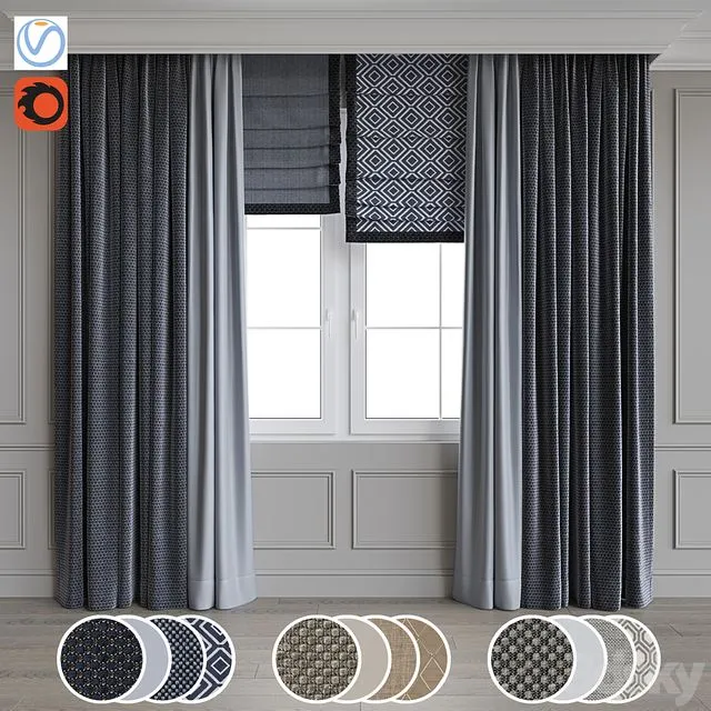 Modern style curtains 11 3D Model