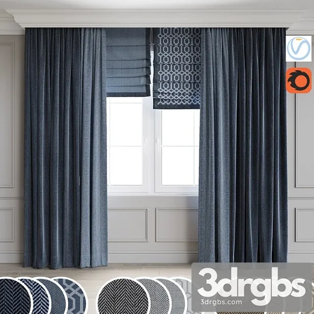 Modern style curtains 7 3D Model Download