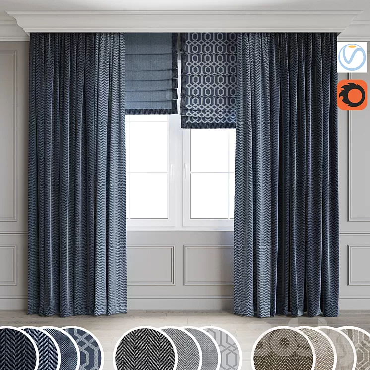 Modern style curtains 7 3D Model