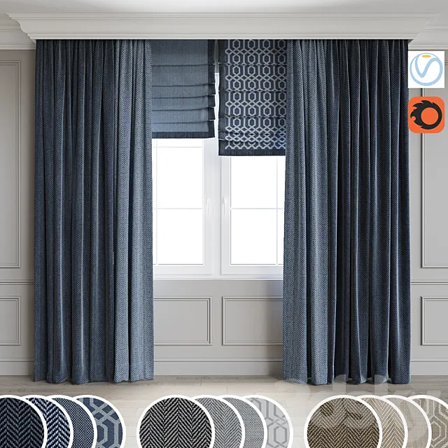 Modern style curtains 7 3DModel