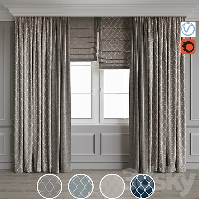 Modern style curtains 9 3DModel