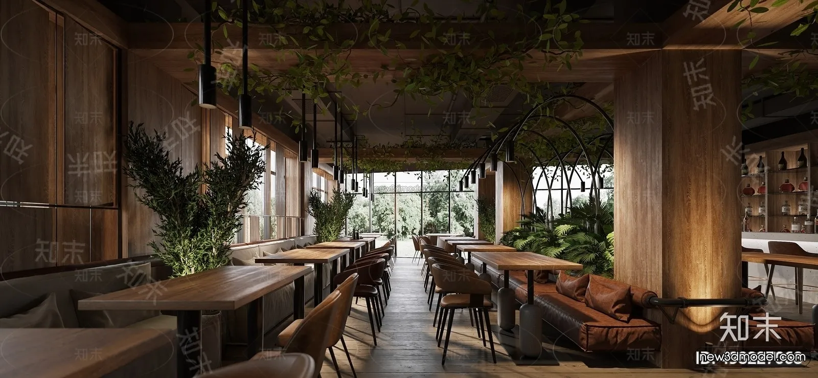 Modern Style Interior 3D Blocks and 3D Models - Asian Restaurant 3D Scene - 987