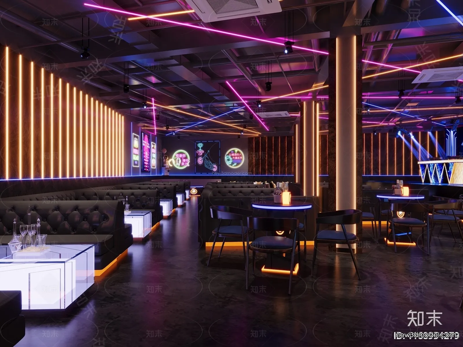 Modern Style Interior 3D Blocks and 3D Models - Bar 3D Scene - 718