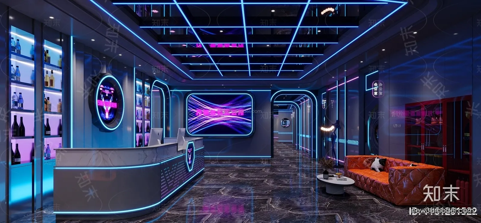 Modern Style Interior 3D Blocks and 3D Models - Bar 3D Scene - 720