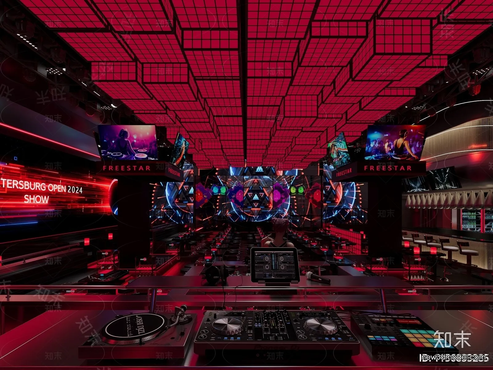 Modern Style Interior 3D Blocks and 3D Models - Bar 3D Scene - 722