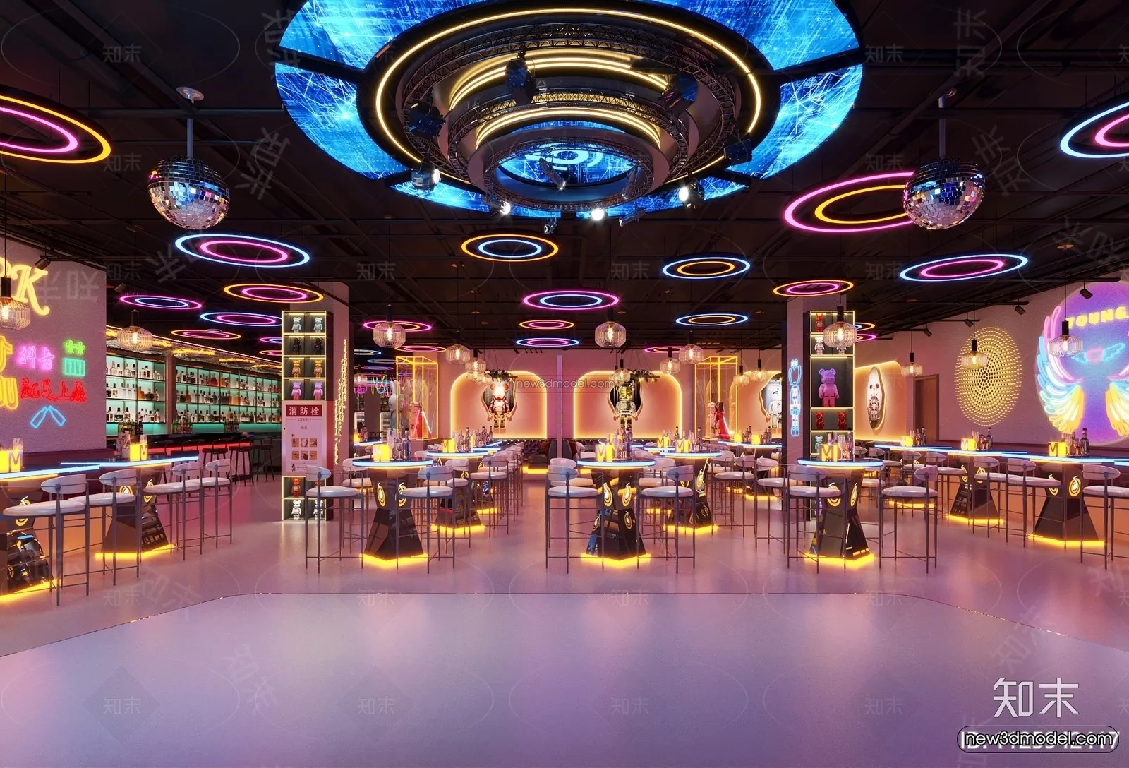 Modern Style Interior 3D Blocks and 3D Models - Bar 3D Scene - 725