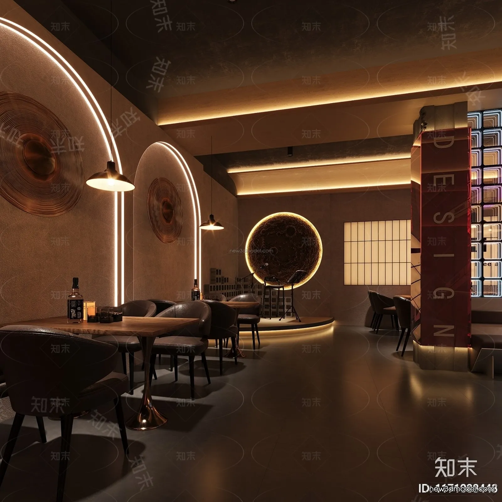 Modern Style Interior 3D Blocks and 3D Models - Bar 3D Scene - 730