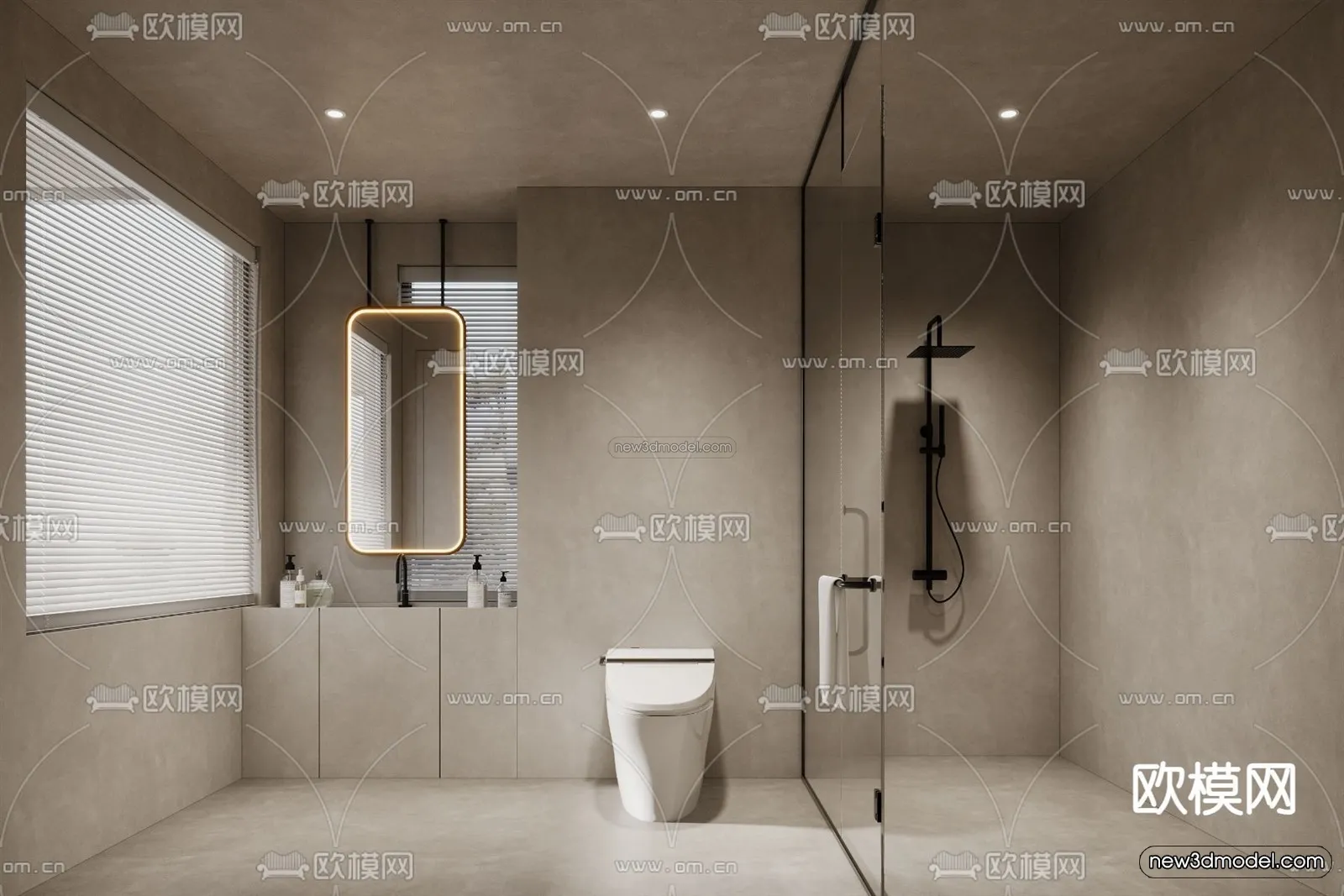 Modern Style Interior 3D Blocks and 3D Models - Bathroom 3D Scene - 631