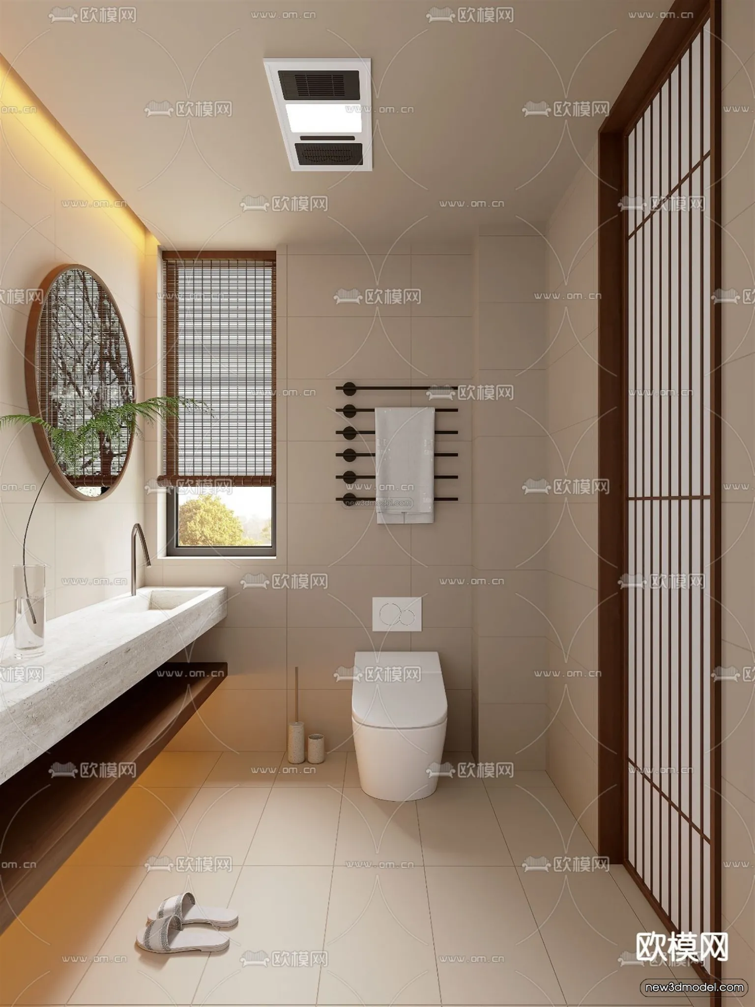 Modern Style Interior 3D Blocks and 3D Models - Bathroom 3D Scene - 632