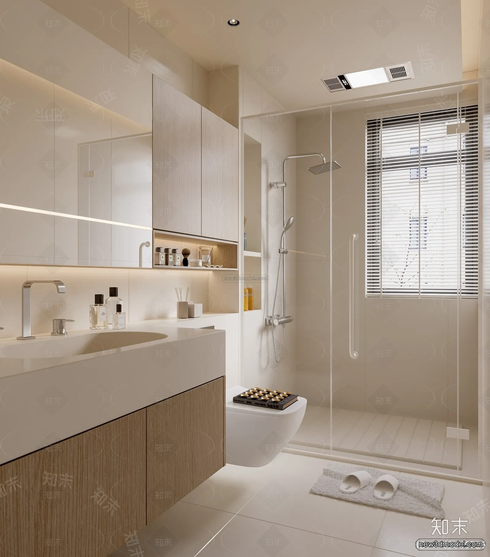 Modern Style Interior 3D Blocks and 3D Models - Bathroom 3D Scene - 634