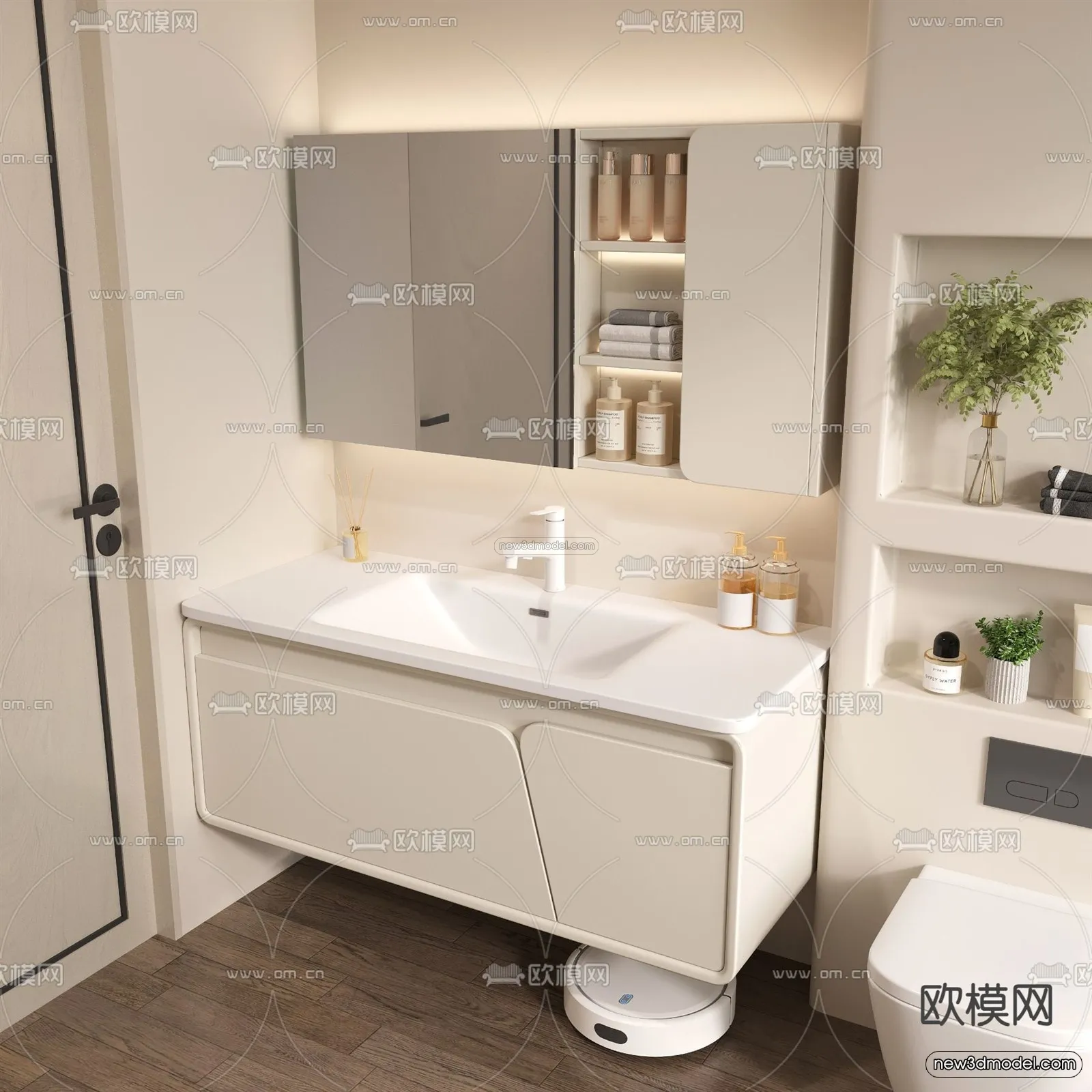 Modern Style Interior 3D Blocks and 3D Models - Bathroom 3D Scene - 635