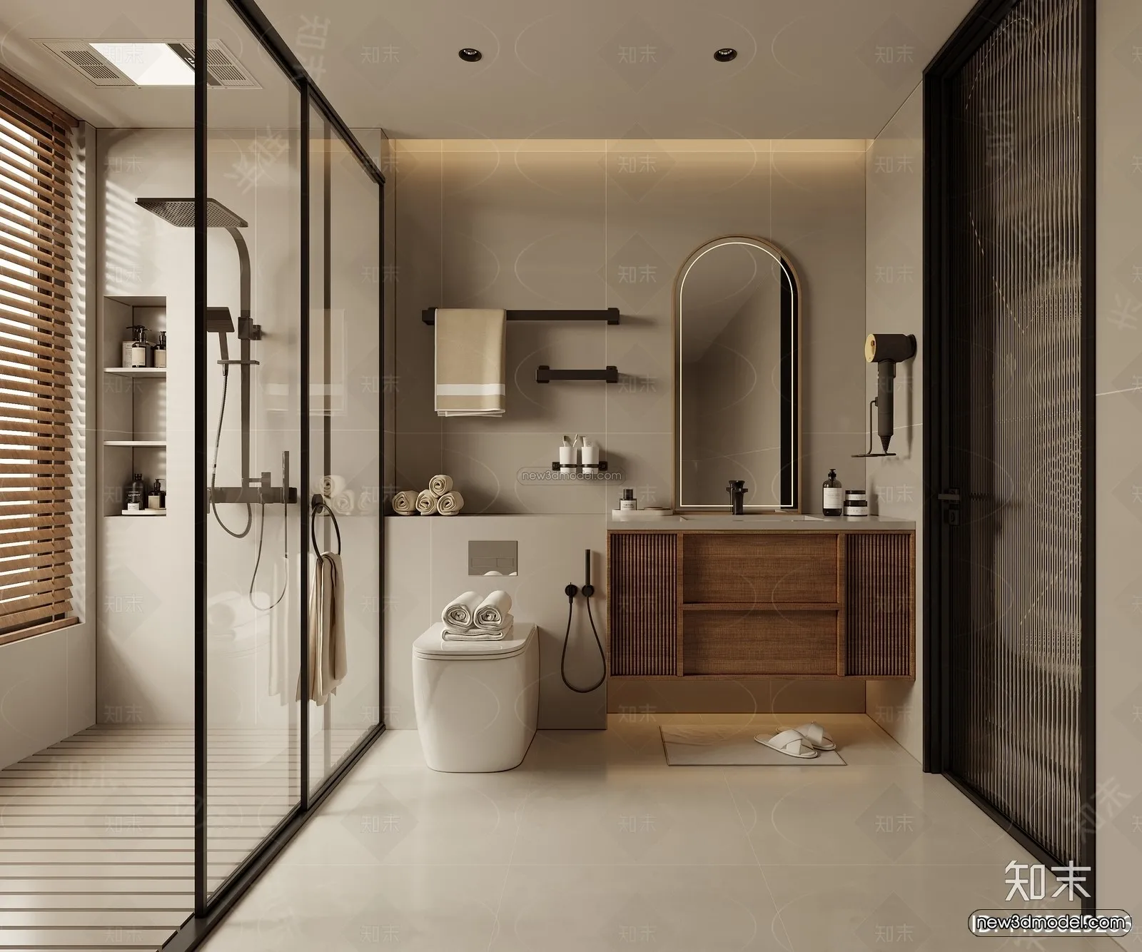 Modern Style Interior 3D Blocks and 3D Models - Bathroom 3D Scene - 637