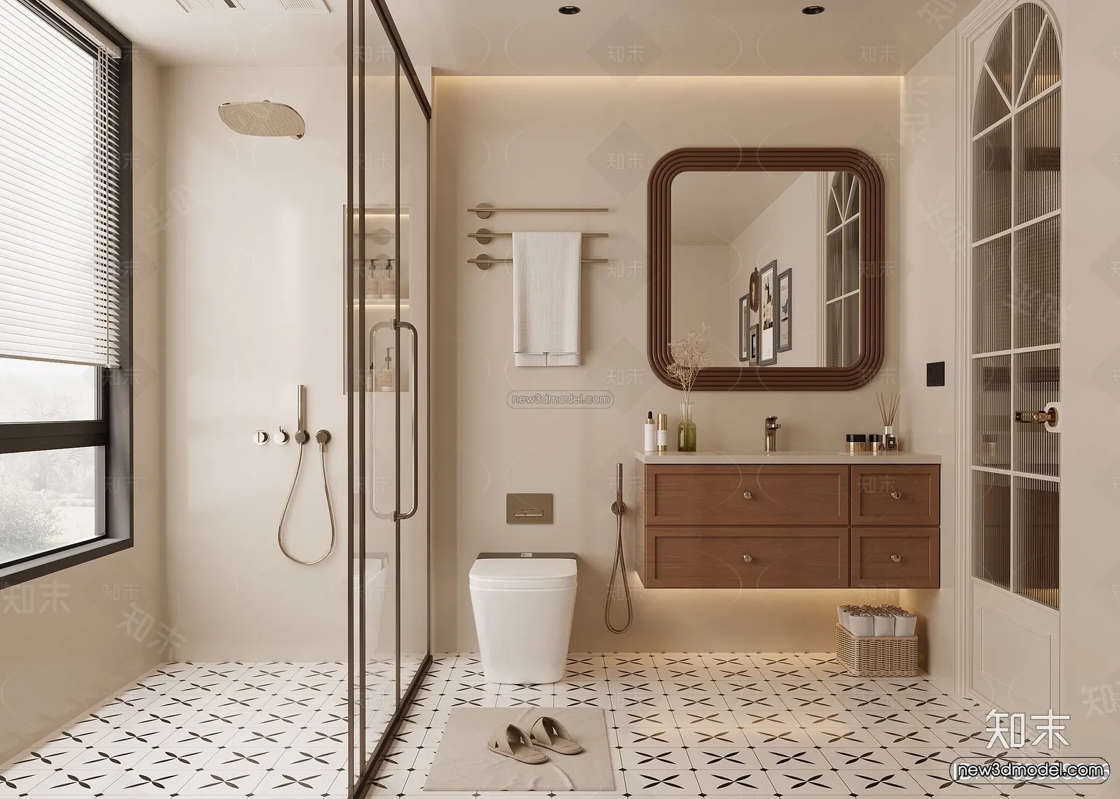 Modern Style Interior 3D Blocks and 3D Models - Bathroom 3D Scene - 638