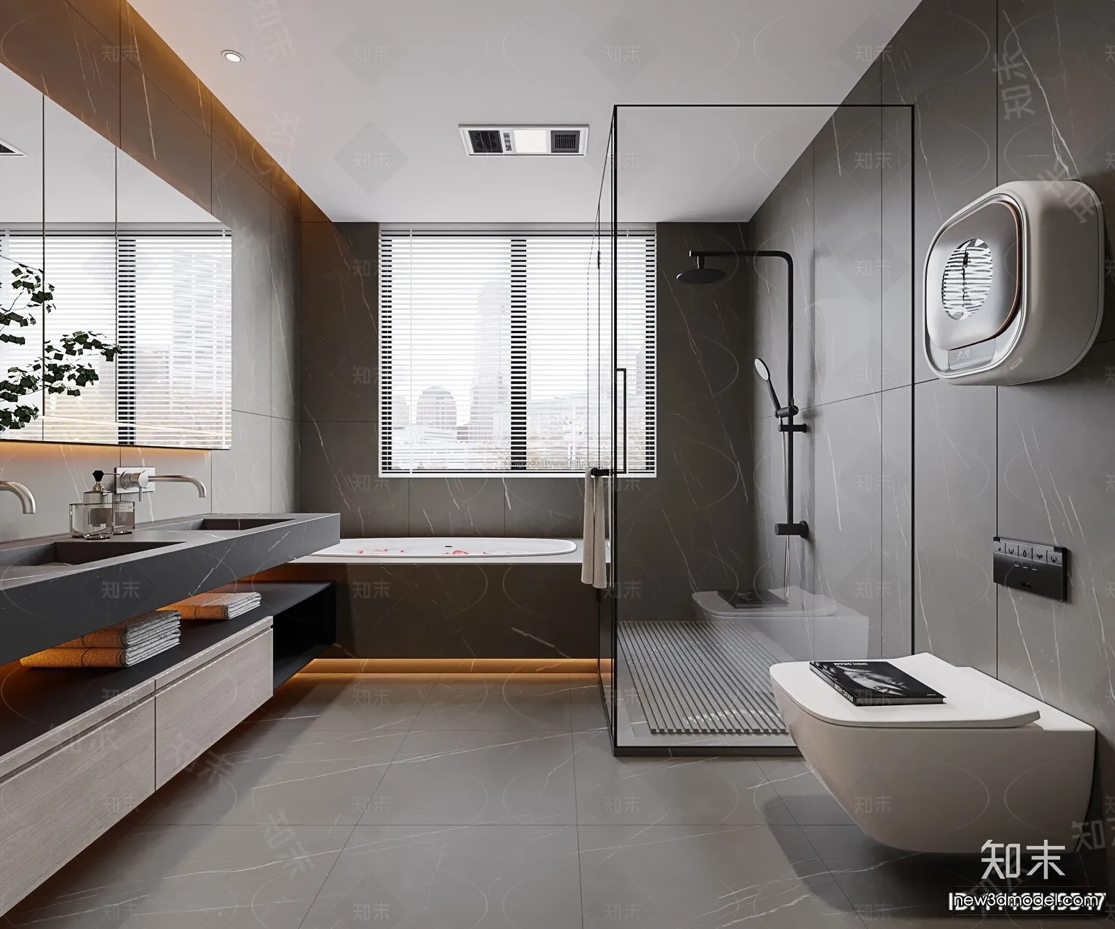 Modern Style Interior 3D Blocks and 3D Models - Bathroom 3D Scene - 643