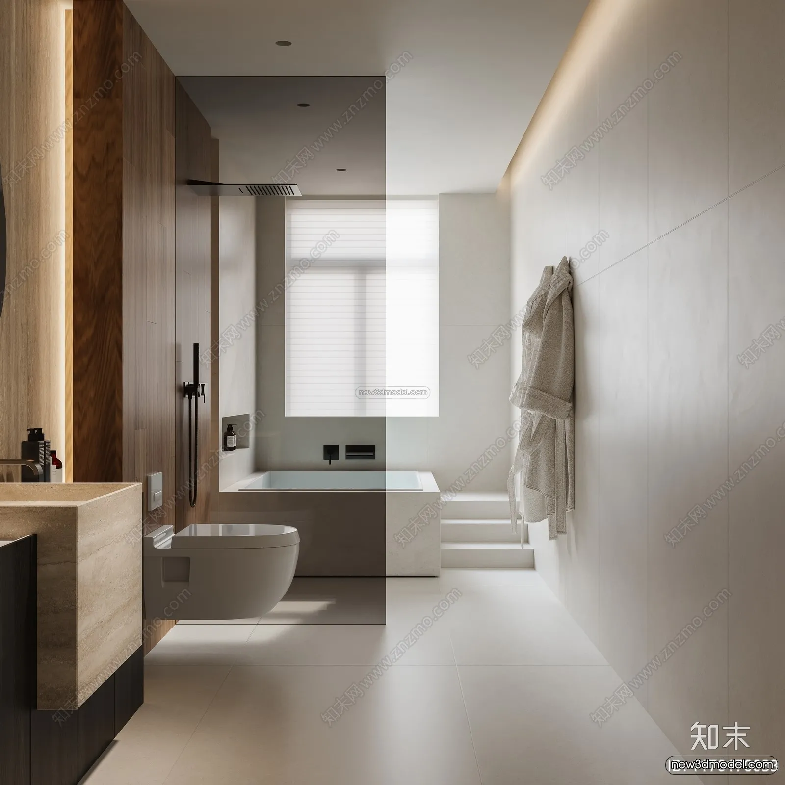 Modern Style Interior 3D Blocks and 3D Models - Bathroom 3D Scene - 644