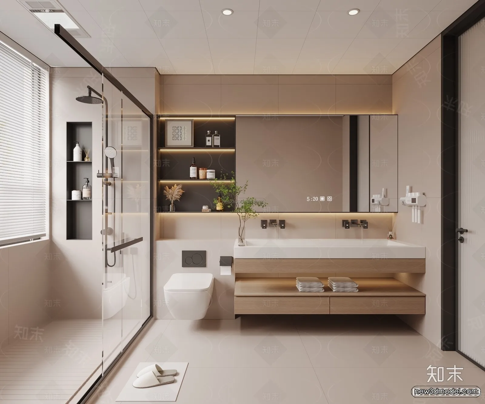 Modern Style Interior 3D Blocks and 3D Models - Bathroom 3D Scene - 645