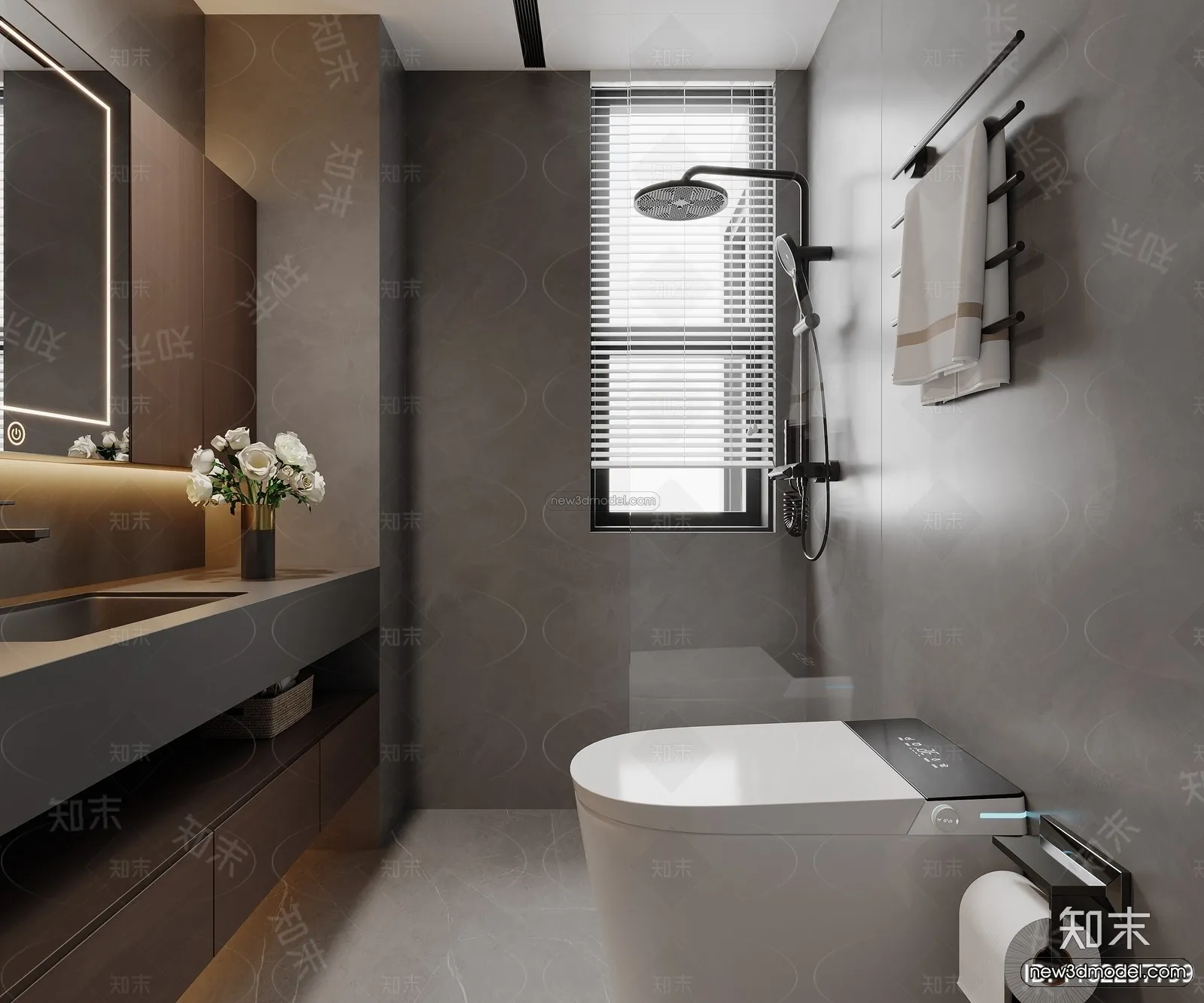 Modern Style Interior 3D Blocks and 3D Models - Bathroom 3D Scene - 646