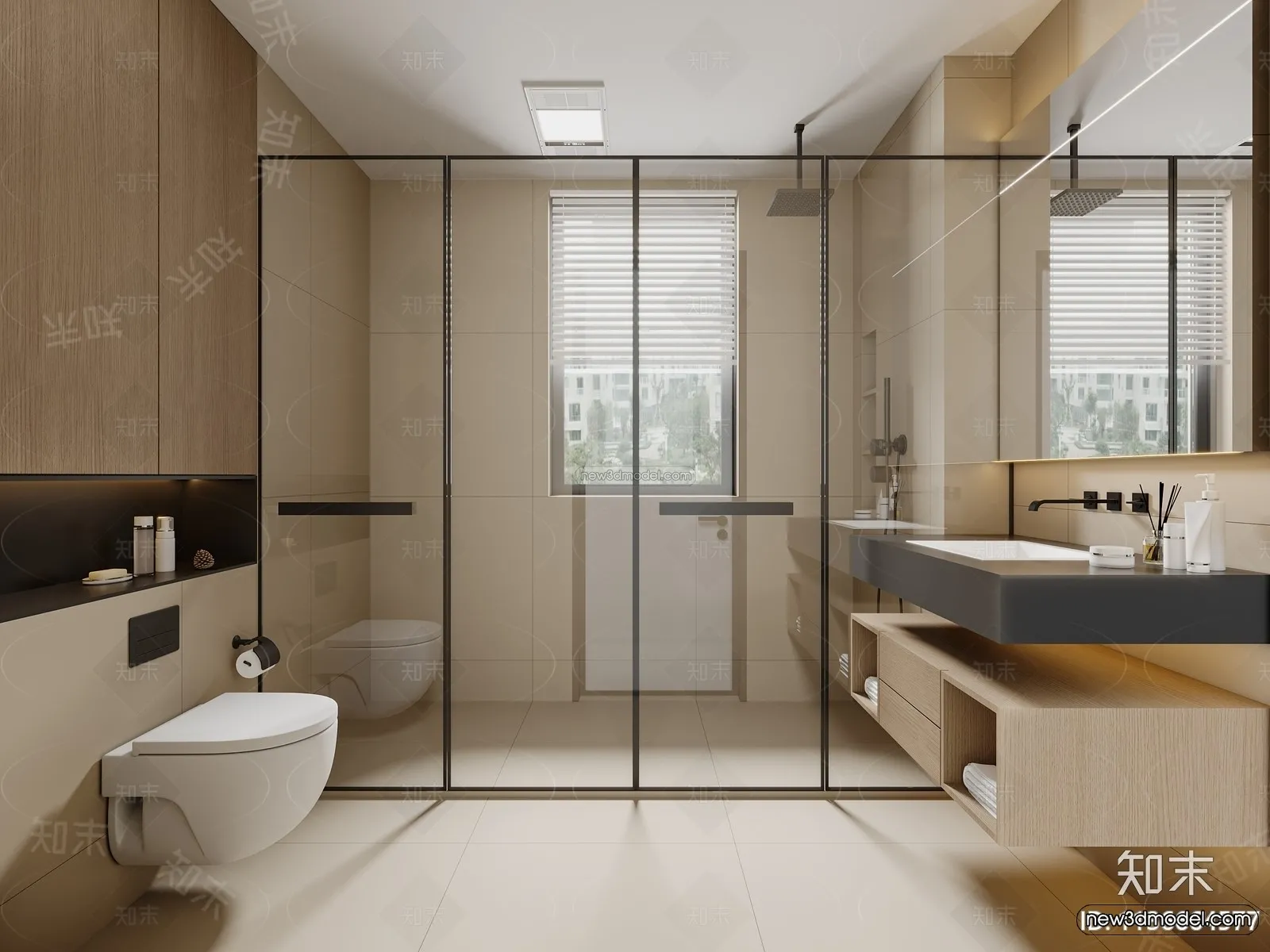 Modern Style Interior 3D Blocks and 3D Models - Bathroom 3D Scene - 647
