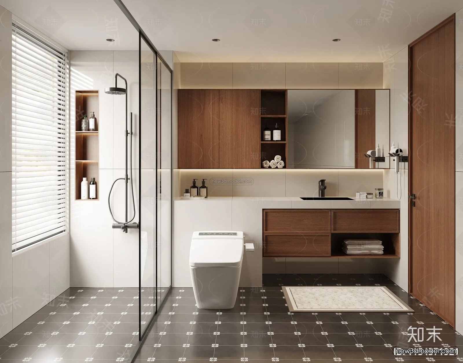 Modern Style Interior 3D Blocks and 3D Models - Bathroom 3D Scene - 648