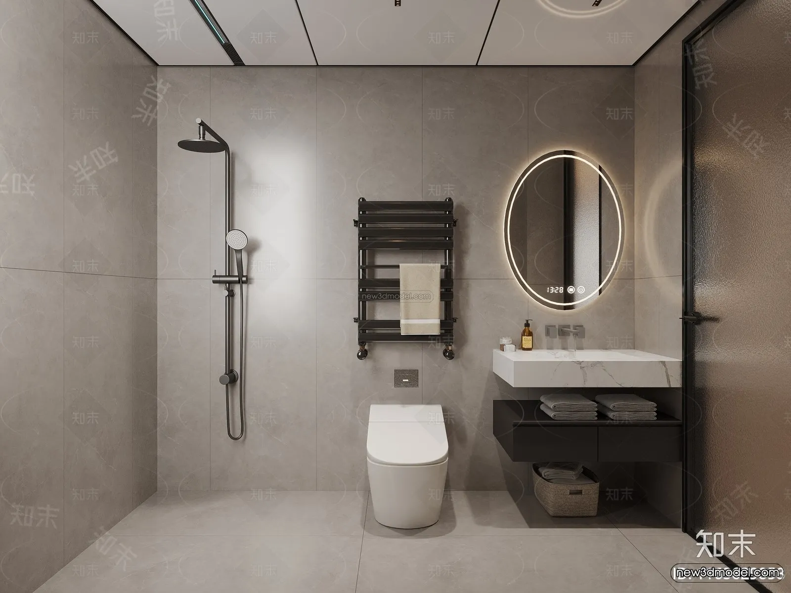 Modern Style Interior 3D Blocks and 3D Models - Bathroom 3D Scene - 650