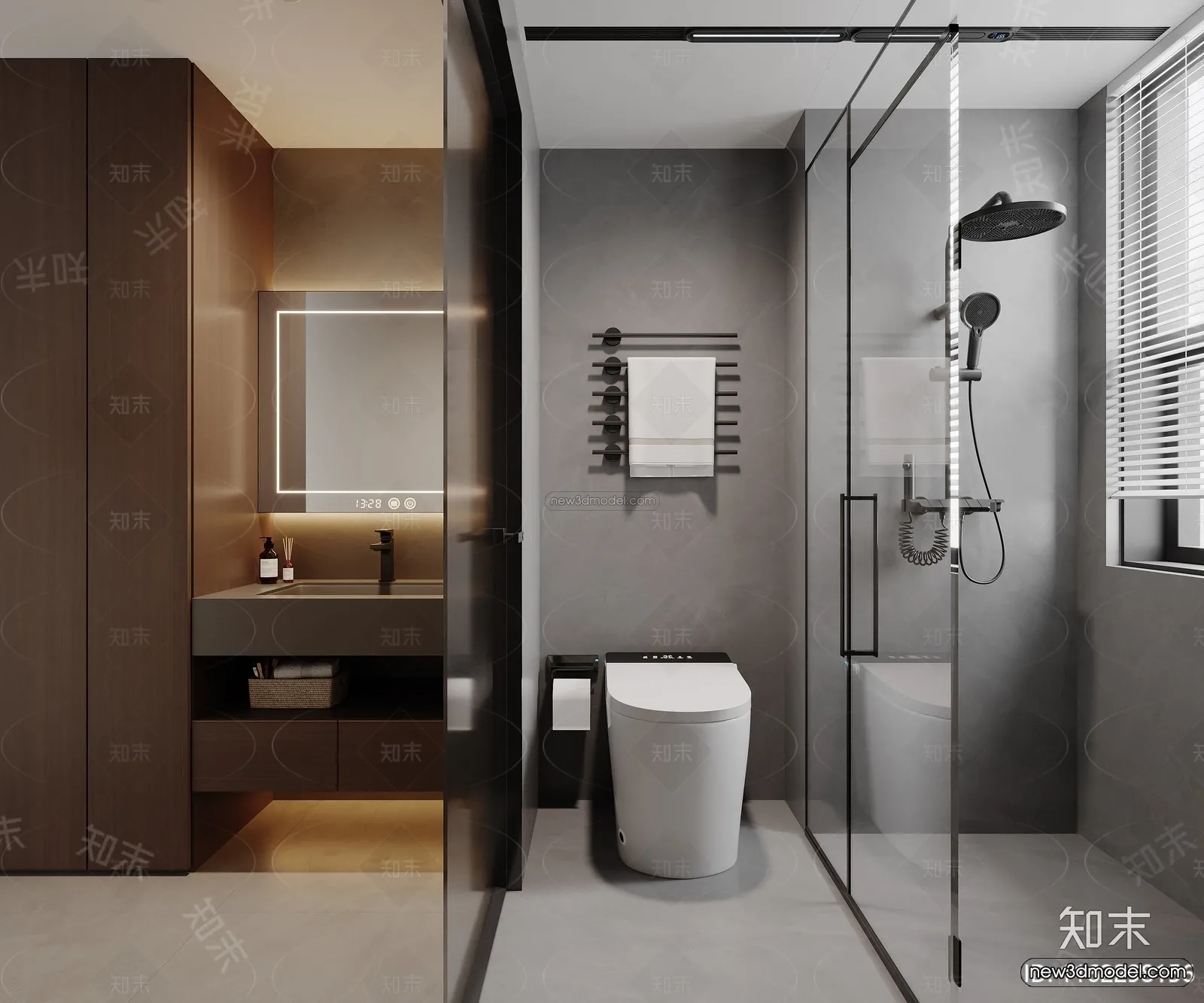 Modern Style Interior 3D Blocks and 3D Models - Bathroom 3D Scene - 651