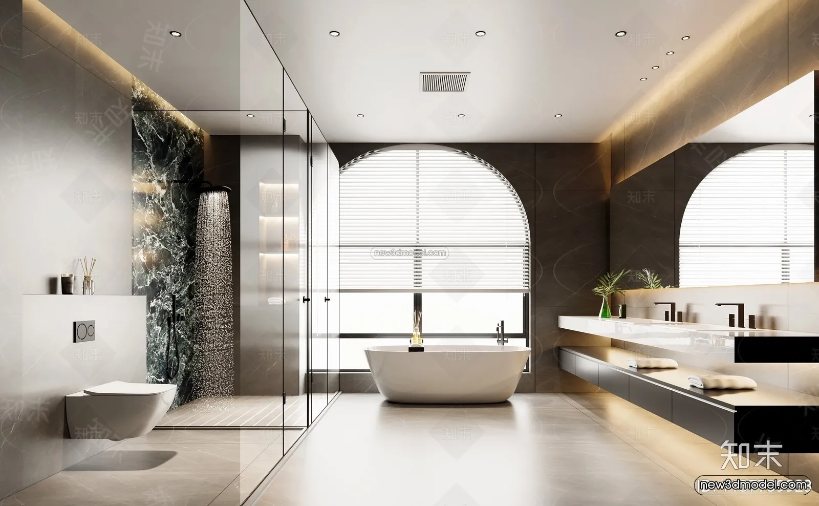 Modern Style Interior 3D Blocks and 3D Models - Bathroom 3D Scene - 652