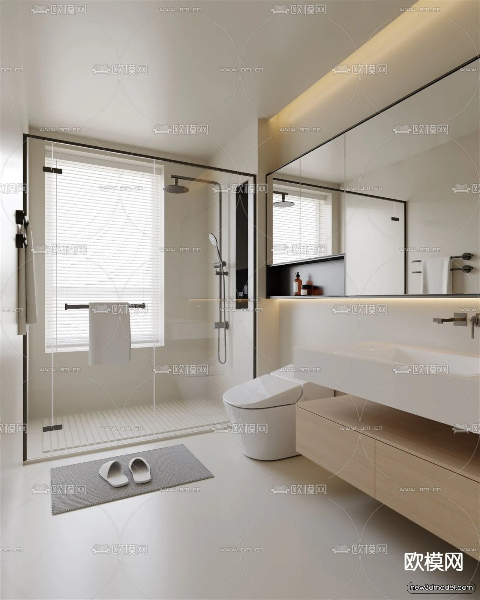 Modern Style Interior 3D Blocks and 3D Models - Bathroom 3D Scene - 653