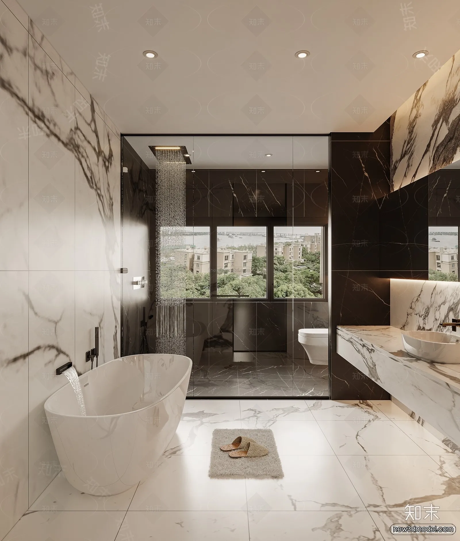 Modern Style Interior 3D Blocks and 3D Models - Bathroom 3D Scene - 659