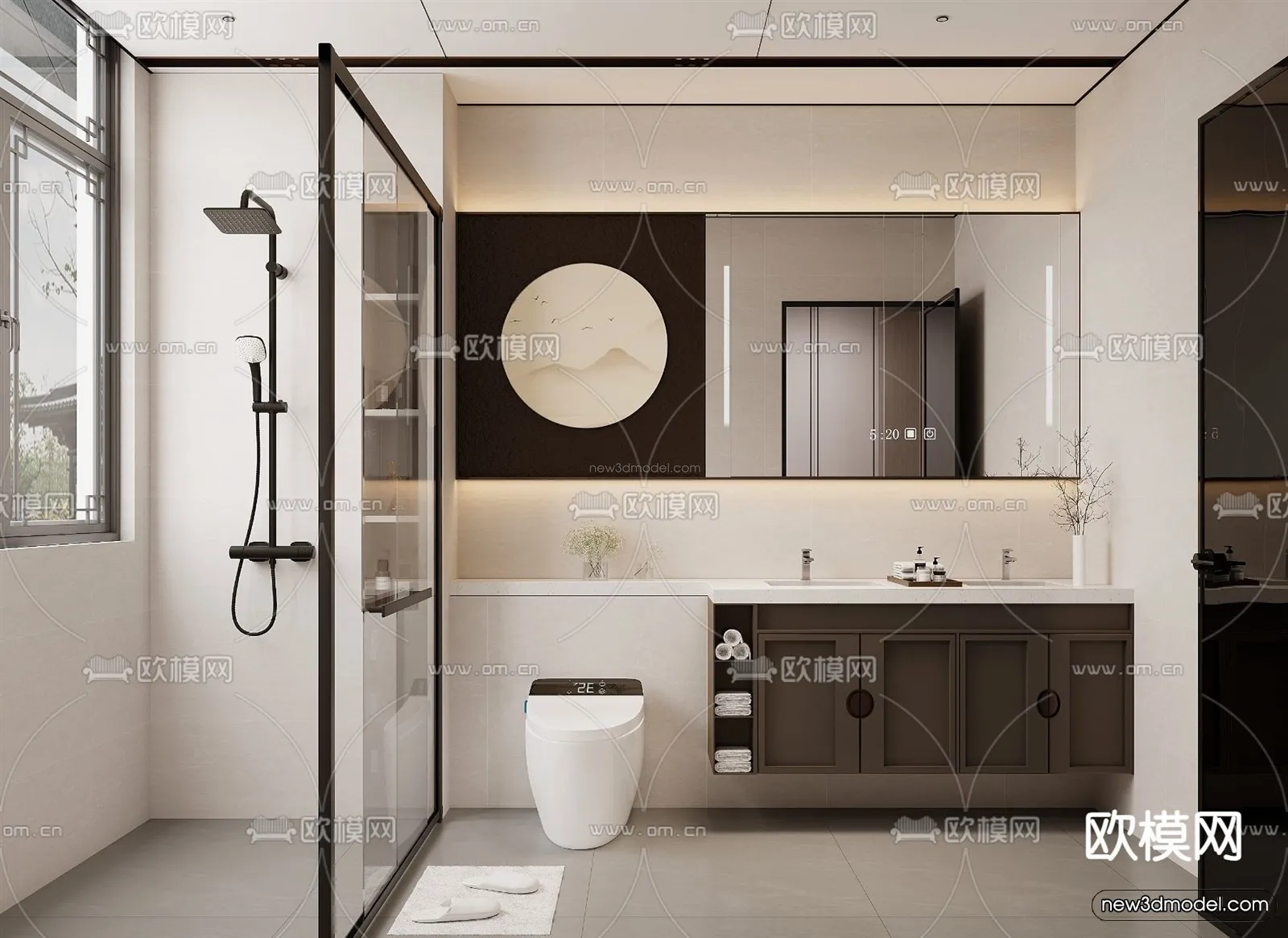 Modern Style Interior 3D Blocks and 3D Models - Bathroom 3D Scene - 665