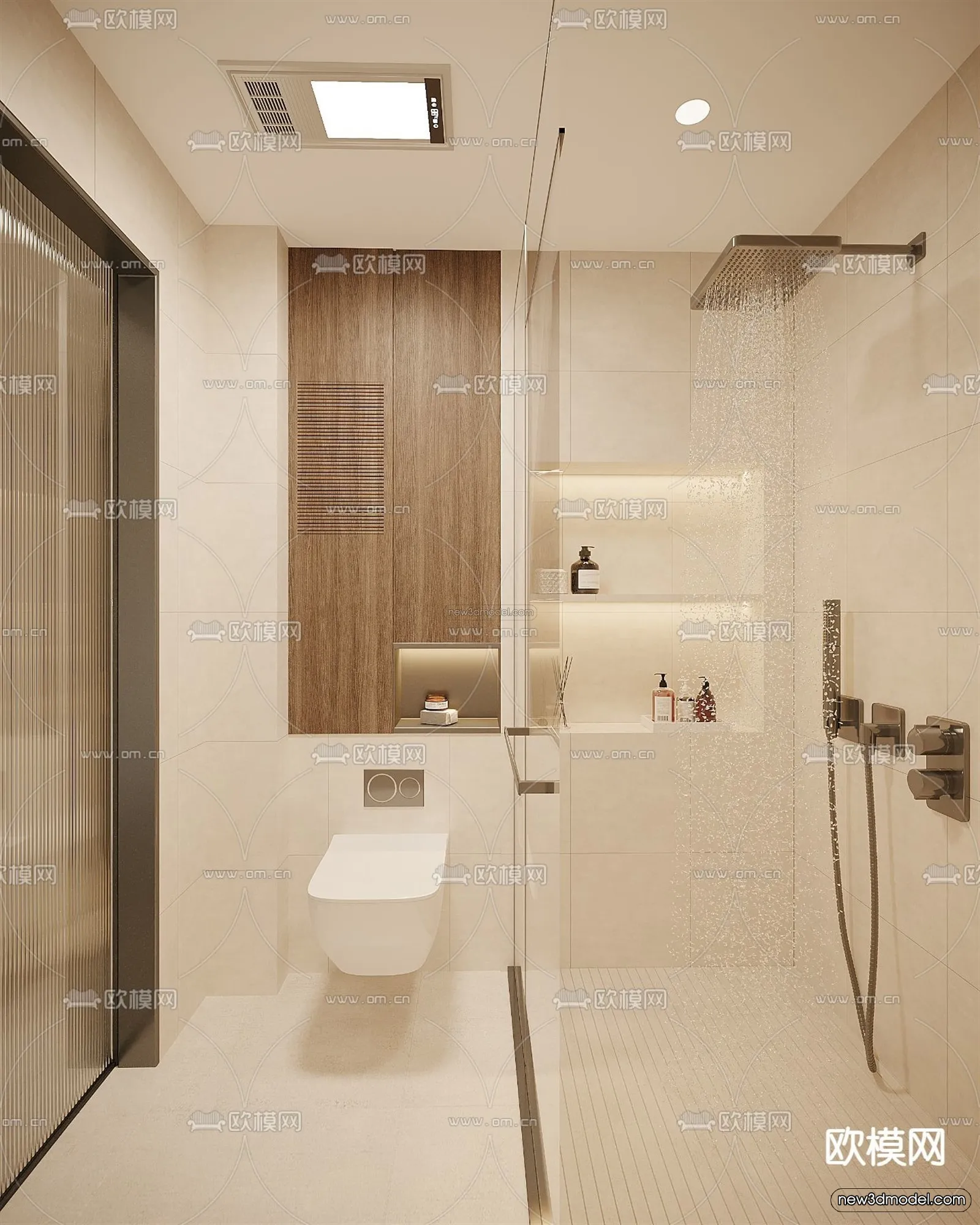 Modern Style Interior 3D Blocks and 3D Models - Bathroom 3D Scene - 671