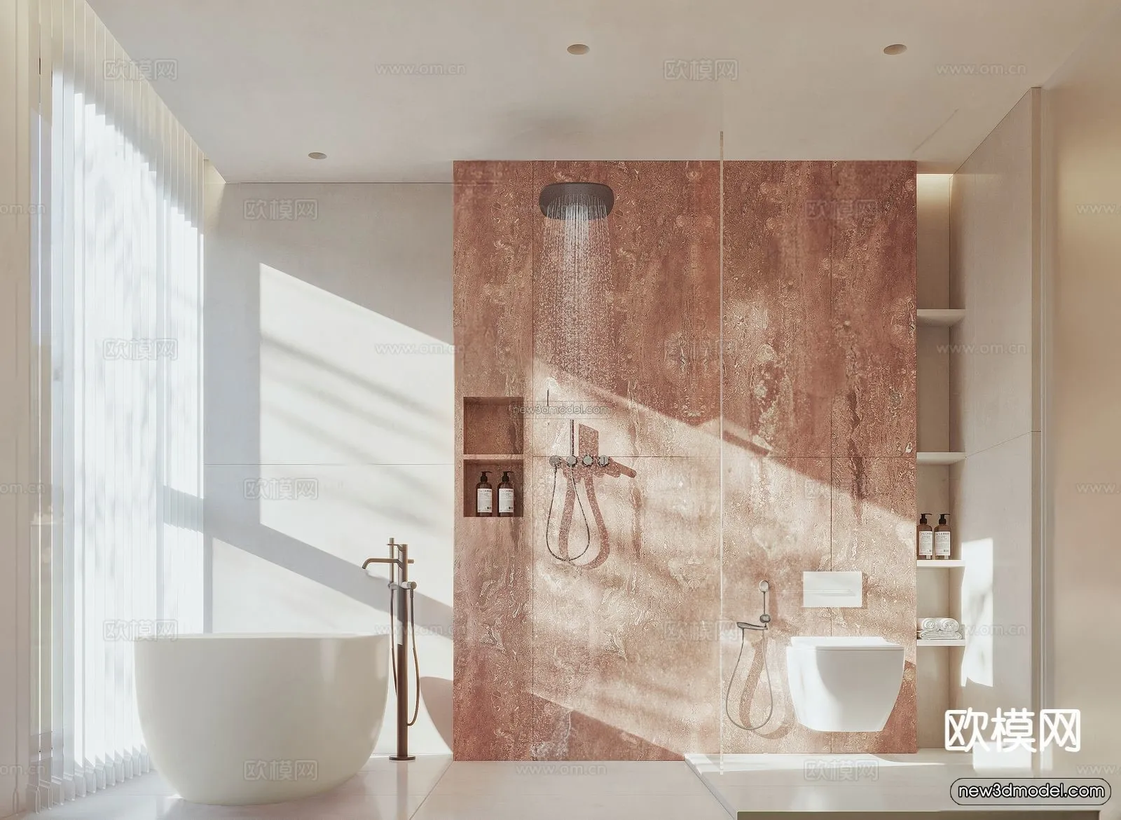 Modern Style Interior 3D Blocks and 3D Models - Bathroom 3D Scene - 675