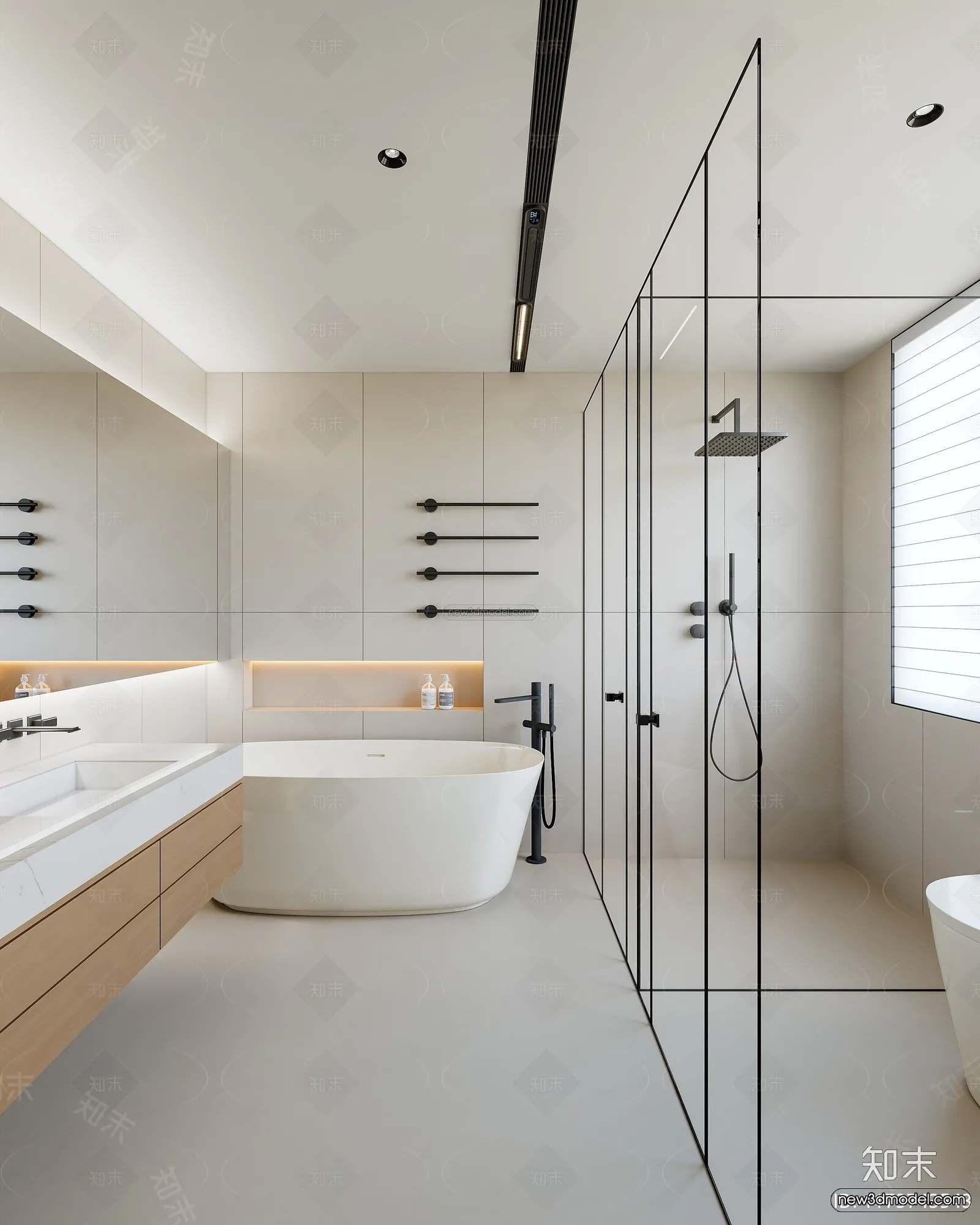 Modern Style Interior 3D Blocks and 3D Models - Bathroom 3D Scene - 677