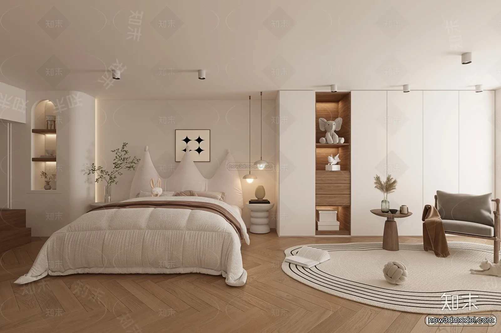 Modern Style Interior 3D Blocks and 3D Models - Bedroom 3D Scene - 421