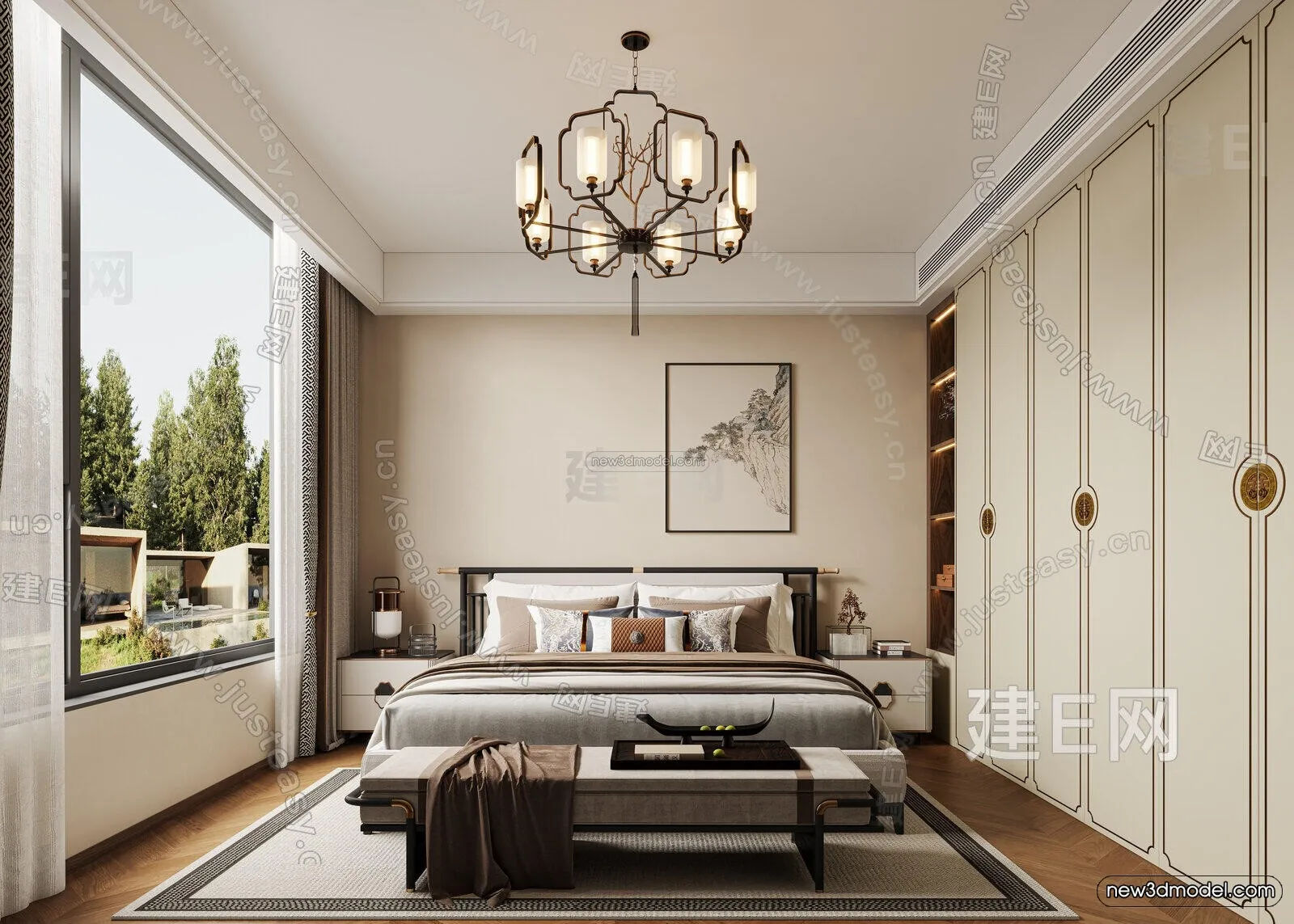 Modern Style Interior 3D Blocks and 3D Models - Bedroom 3D Scene - 422