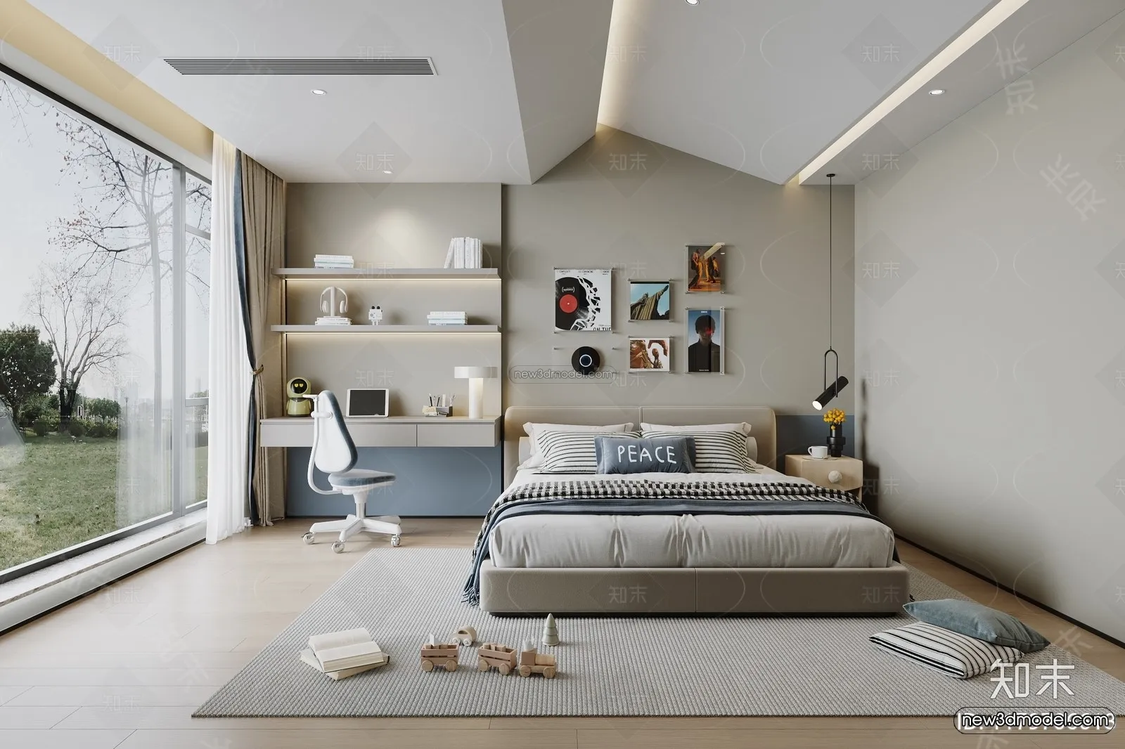 Modern Style Interior 3D Blocks and 3D Models - Bedroom 3D Scene - 423
