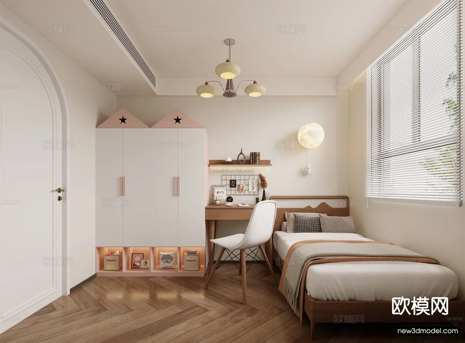 Modern Style Interior 3D Blocks and 3D Models - Bedroom 3D Scene - 424