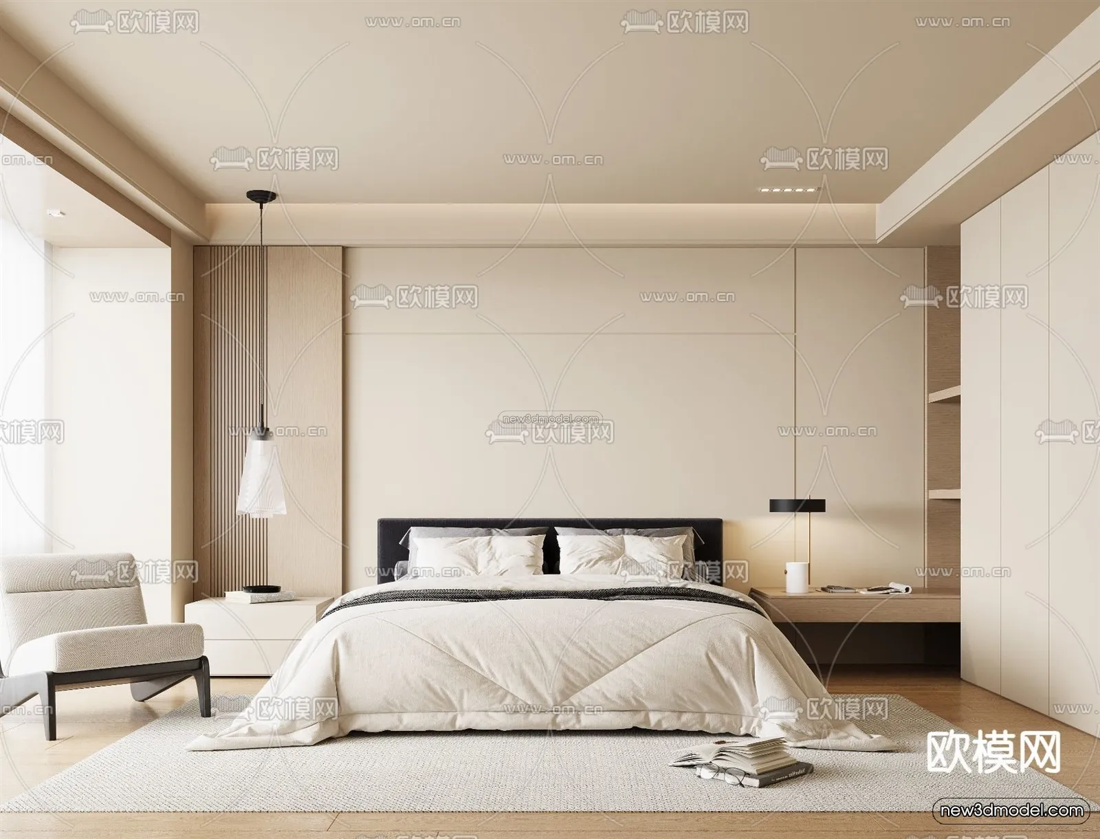 Modern Style Interior 3D Blocks and 3D Models - Bedroom 3D Scene - 427